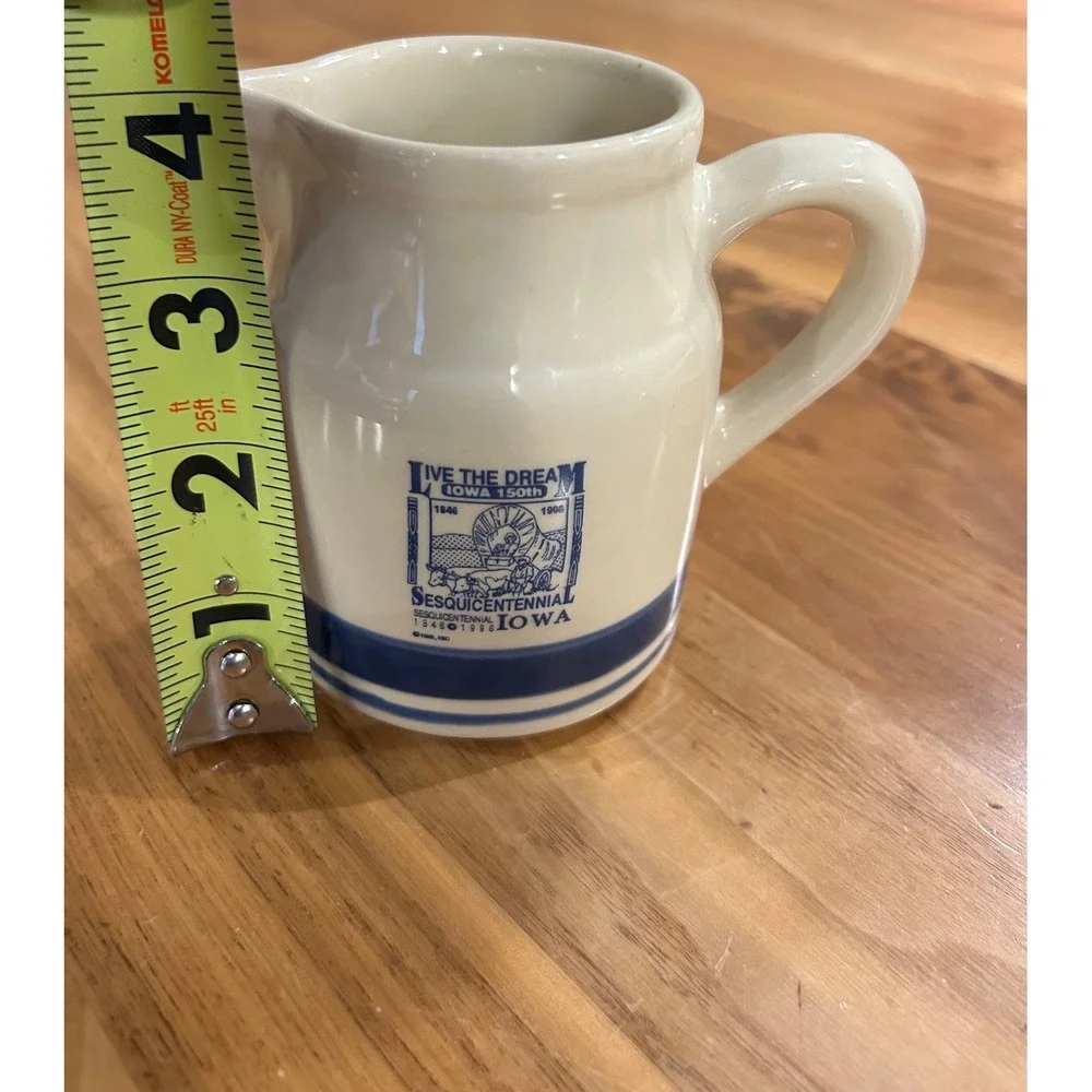 Vintage Hall China Iowa 150th Sesquicentennial Creamer Pitcher 1846-1996 Blue